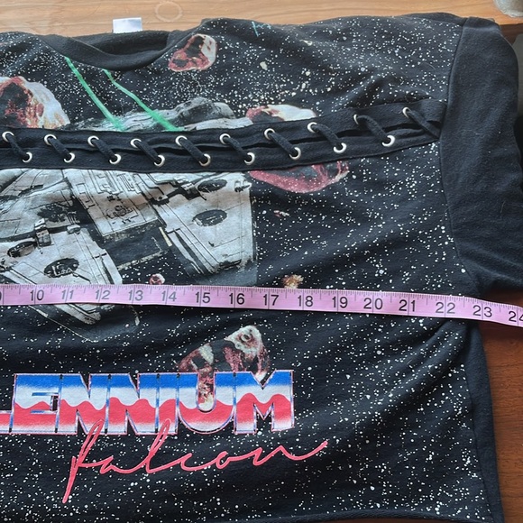 Star Wars Womens Cropped Sweatshirt Black Millenium Falcon Grommets. Size large - Picture 5 of 6